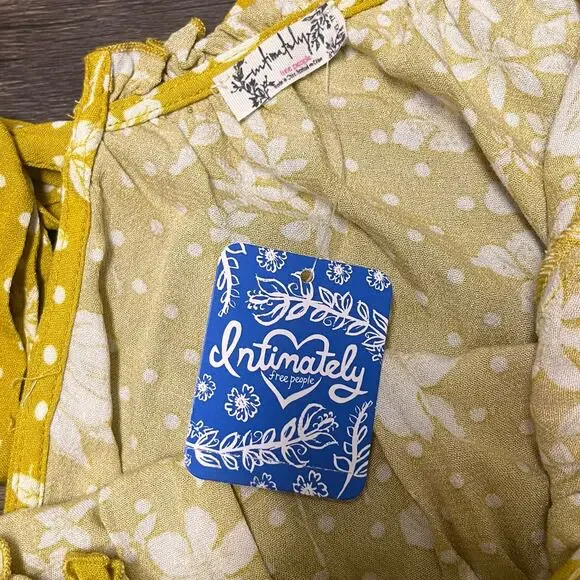 Free People One On One Date Bodysuit Marigold Yellow Floral Bell Sleeve XS Boho - Picture 8 of 14